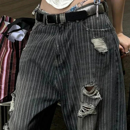 Striped Vintage Y2K Women Jeans Pants pants-241228