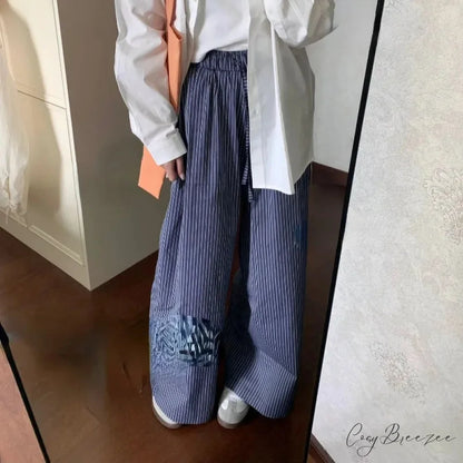 Striped Y2K Women Casual Elastic Pants pants-241228