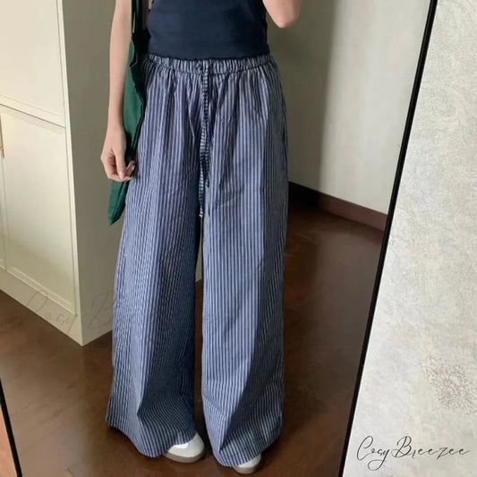 Striped Y2K Women Casual Elastic Pants purple / S pants-241228
