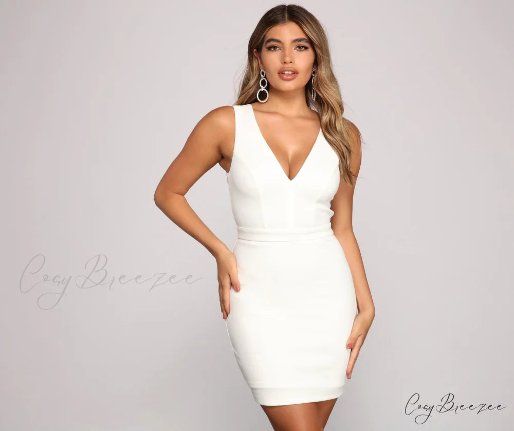 Stunning Babe Stylish Sleeveless Mini Dress IVORY / XS