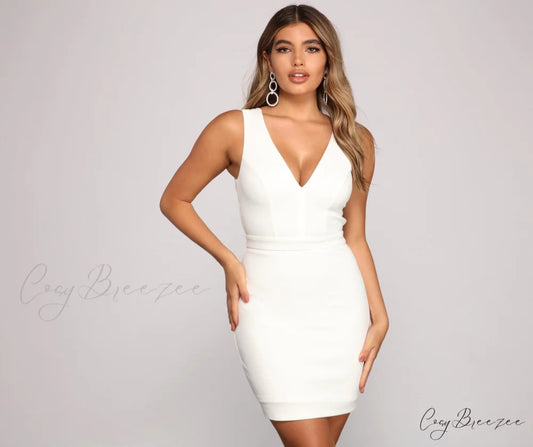 Stunning Babe Stylish Sleeveless Mini Dress IVORY / XS