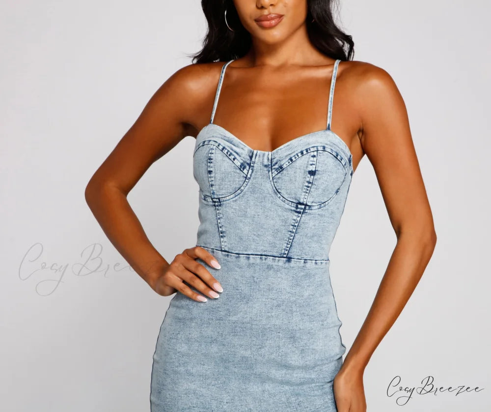 Style Icon Stylish Denim Mini Dress