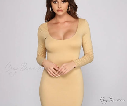 Stylish Babe Scoop Charming Neck Mini Dress