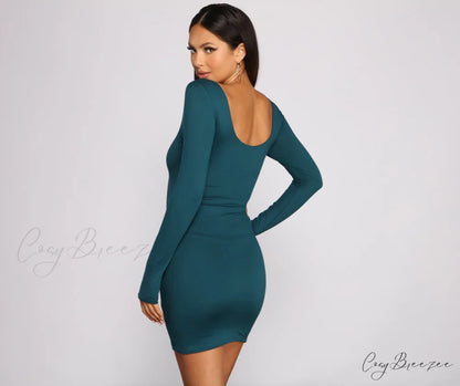 Stylish Babe Scoop Charming Neck Mini Dress