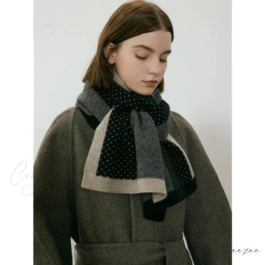 Stylish Elegant Warm Cozy Trendy Fashionable Unique Polka Dot Scarf Camel