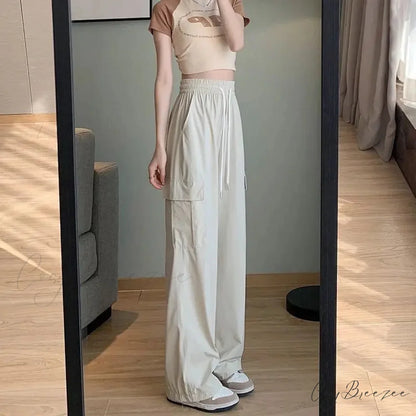 Stylish High Waist Cargo Pants Beige / S pants-241228