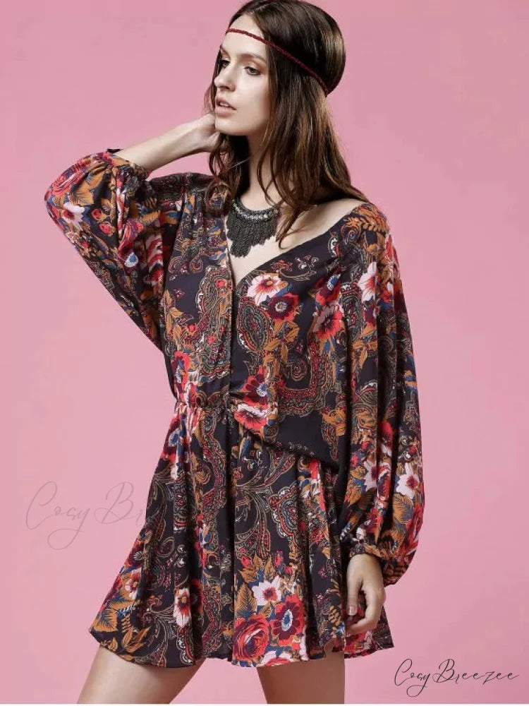 Stylish Lantern Sleeve Wrap Dress
