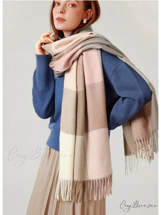 Stylish Plaid Cashmere Winter Scarf scarf-241228