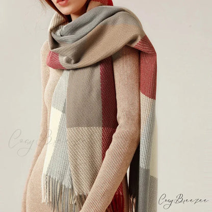 Stylish Plaid Cashmere Winter Scarf scarf-241228