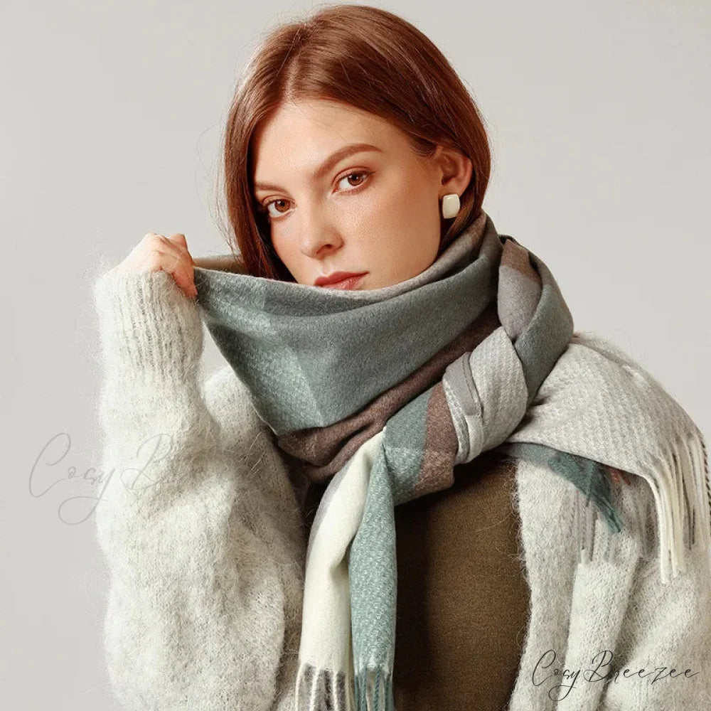 Stylish Plaid Cashmere Winter Scarf scarf-241228