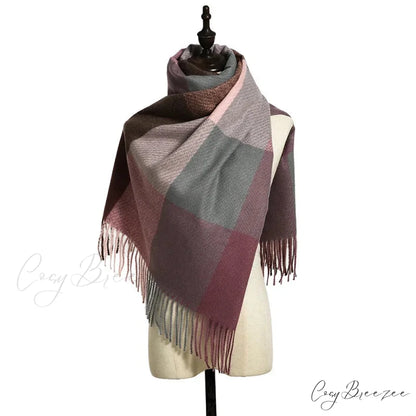 Stylish Plaid Cashmere Winter Scarf brown scarf-241228