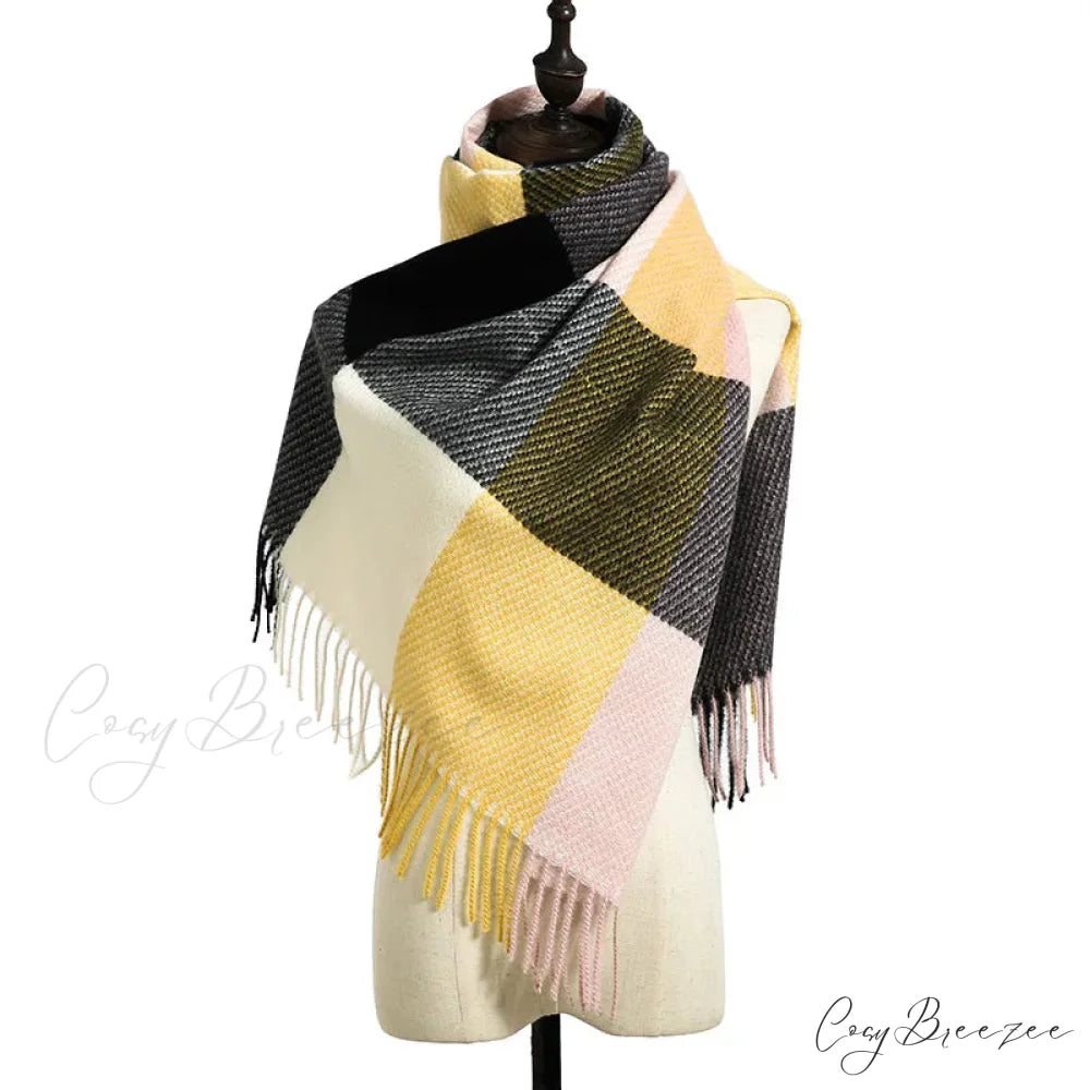 Stylish Plaid Cashmere Winter Scarf grey scarf-241228