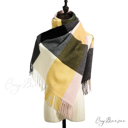 Stylish Plaid Cashmere Winter Scarf grey scarf-241228