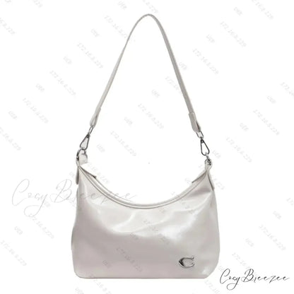 Stylish PU Crossbody Bag with Zipper White shoulder-250126