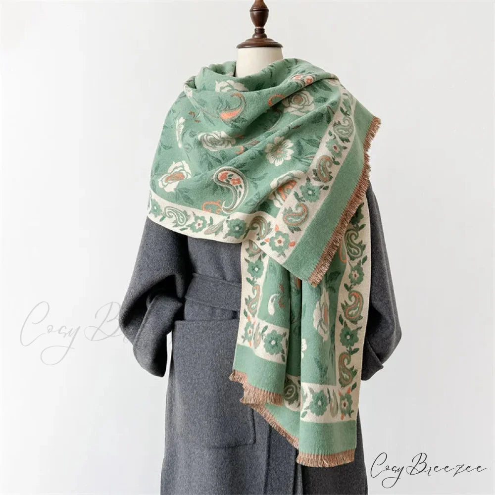 Stylish Winter Cashmere Pashmina Scarf green scarf-241228
