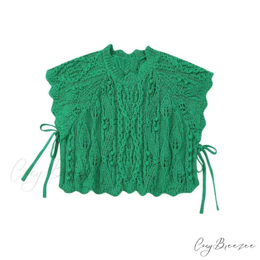Stylish Women’s Brief Vest with Side Knitted Straps Green / S