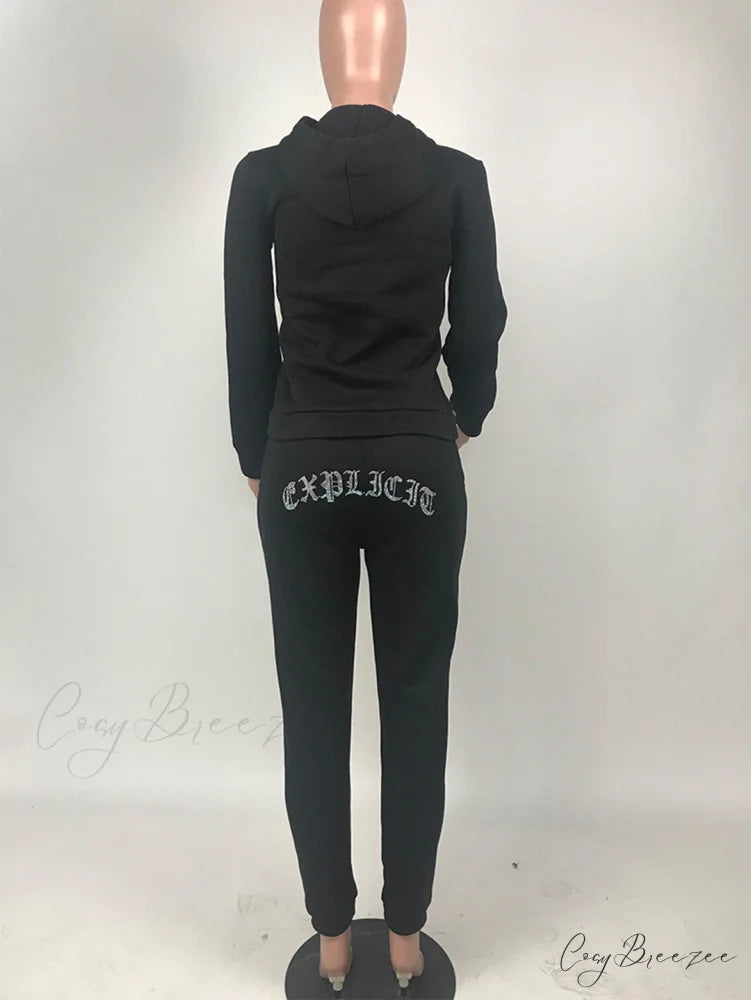 Suit Sweatpants Set Oversize Hoodies Sweatshirt Sport Outfits and Sweatshirt Sweatpants Women’s and Tracksuit - Set