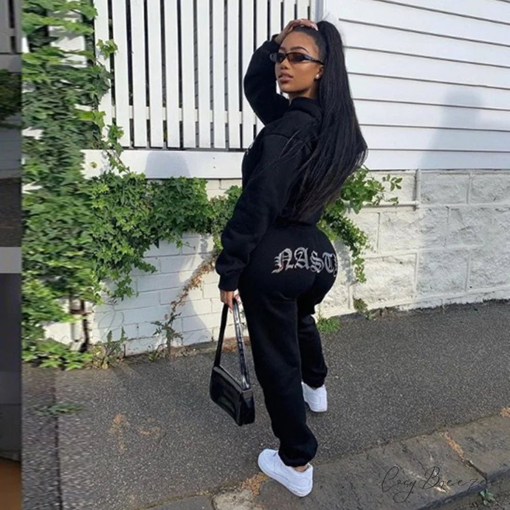 Suit Sweatpants Set Oversize Hoodies Sweatshirt Sport Outfits and Sweatshirt Sweatpants Women’s and Tracksuit - Set