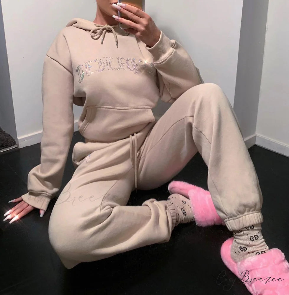 Suit Sweatpants Set Oversize Hoodies Sweatshirt Sport Outfits and Sweatshirt Sweatpants Women’s and Tracksuit - Set