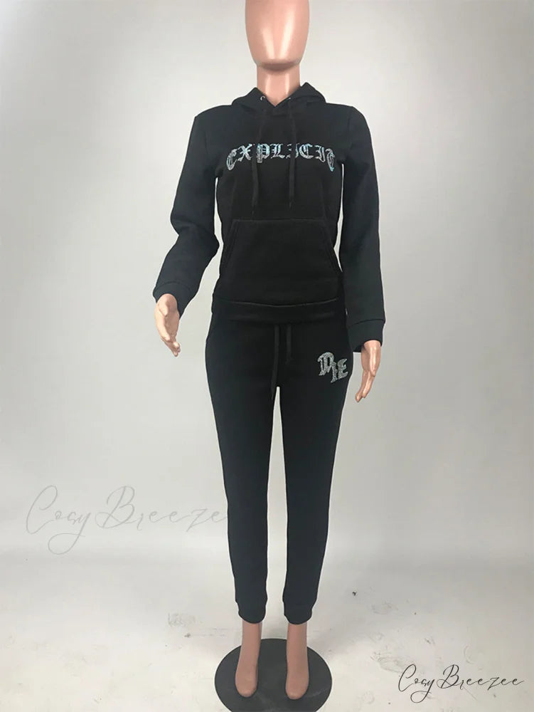 Suit Sweatpants Set Oversize Hoodies Sweatshirt Sport Outfits and Sweatshirt Sweatpants Women’s and Tracksuit - Set