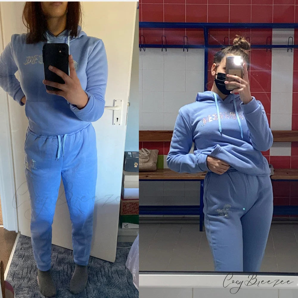 Suit Sweatpants Set Oversize Hoodies Sweatshirt Sport Outfits and Sweatshirt Sweatpants Women’s and Tracksuit - Set