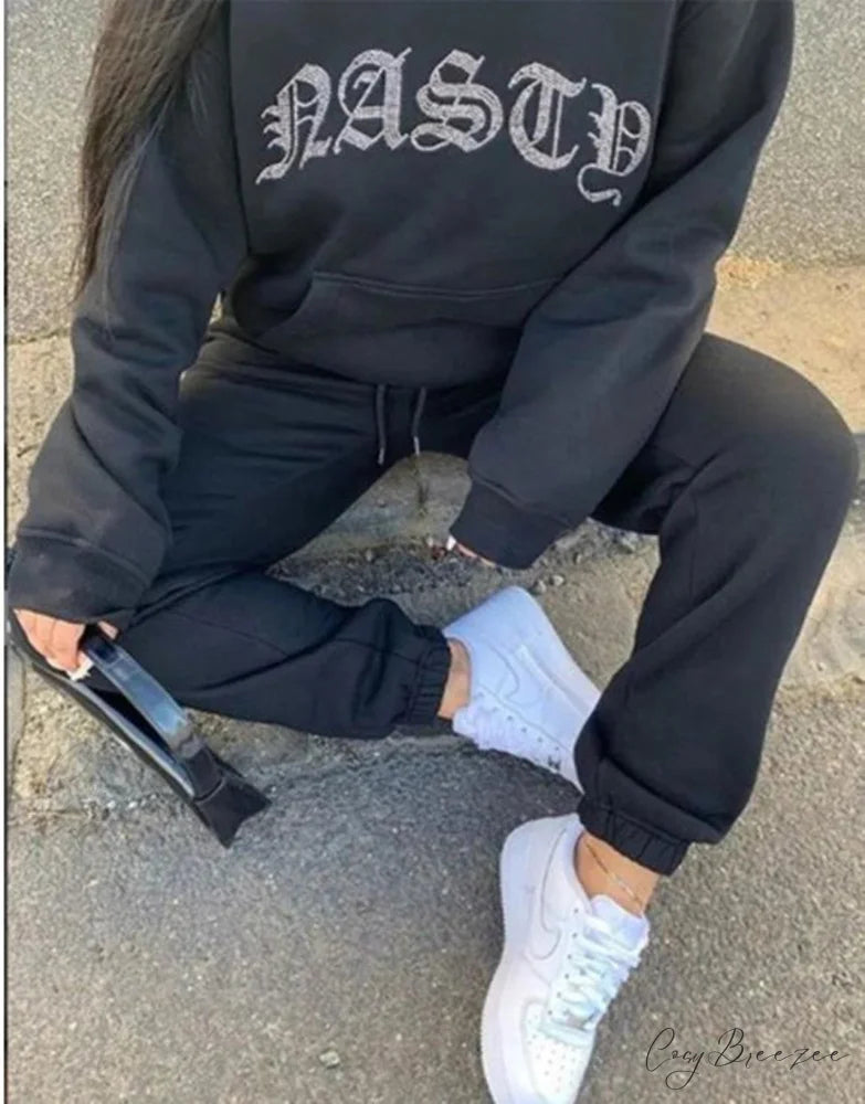 Suit Sweatpants Set Oversize Hoodies Sweatshirt Sport Outfits and Sweatshirt Sweatpants Women’s and Tracksuit - Set