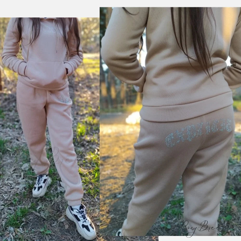 Suit Sweatpants Set Oversize Hoodies Sweatshirt Sport Outfits and Sweatshirt Sweatpants Women’s and Tracksuit - Set