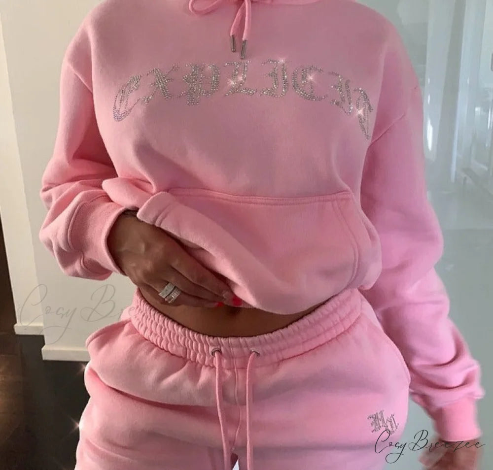 Suit Sweatpants Set Oversize Hoodies Sweatshirt Sport Outfits and Sweatshirt Sweatpants Women’s and Tracksuit - Set