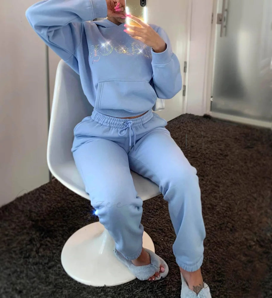 Suit Sweatpants Set Oversize Hoodies Sweatshirt Sport Outfits and Sweatshirt Sweatpants Women’s and Tracksuit - Set