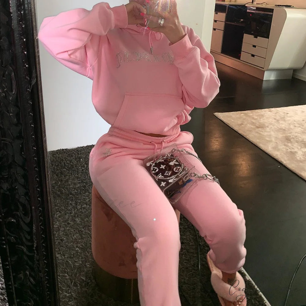 Suit Sweatpants Set Oversize Hoodies Sweatshirt Sport Outfits and Sweatshirt Sweatpants Women’s and Tracksuit - Set