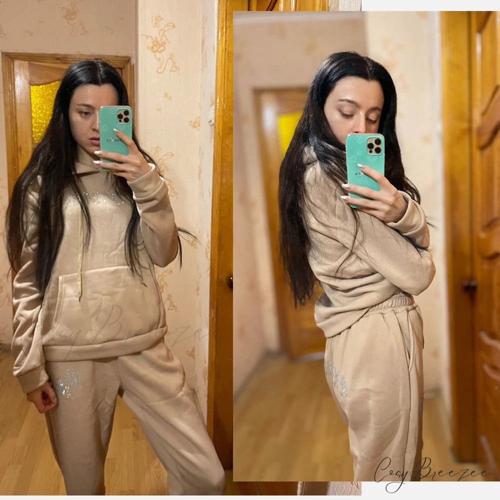 Suit Sweatpants Set Oversize Hoodies Sweatshirt Sport Outfits and Sweatshirt Sweatpants Women’s and Tracksuit - Set