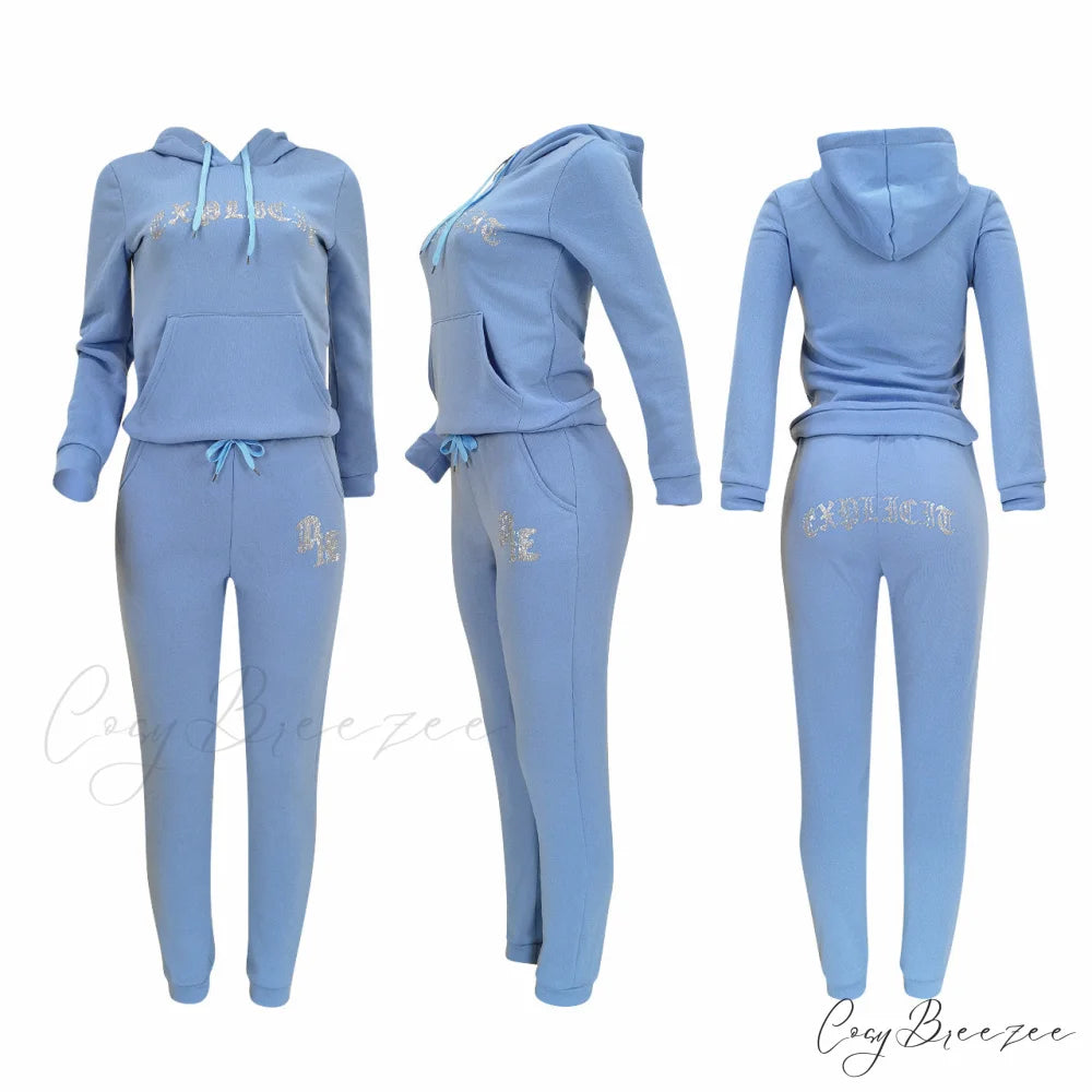 Suit Sweatpants Set Oversize Hoodies Sweatshirt Sport Outfits and Sweatshirt Sweatpants Women’s and Tracksuit - Set