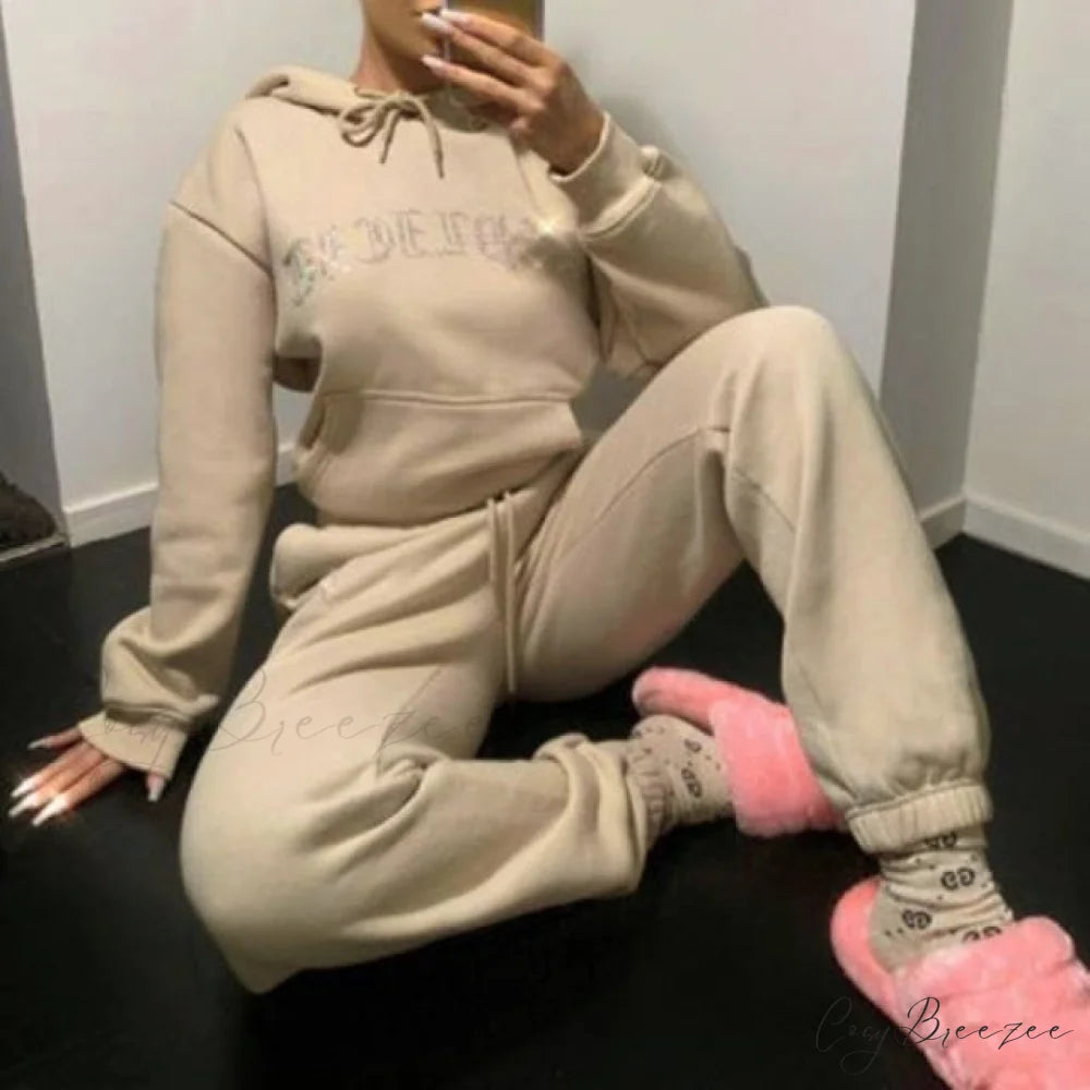 Suit Sweatpants Set Oversize Hoodies Sweatshirt Sport Outfits and Sweatshirt Sweatpants Women’s and Tracksuit - Set