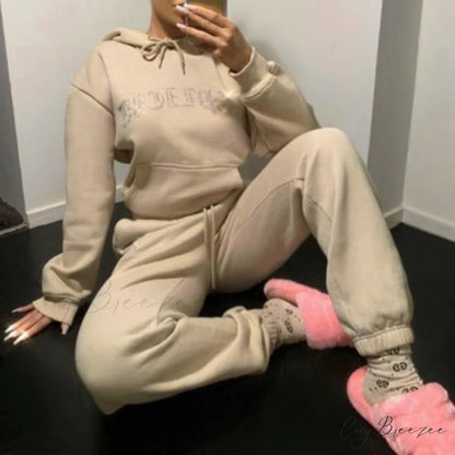 Suit Sweatpants Set Oversize Hoodies Sweatshirt Sport Outfits and Sweatshirt Sweatpants Women’s and Tracksuit - Set