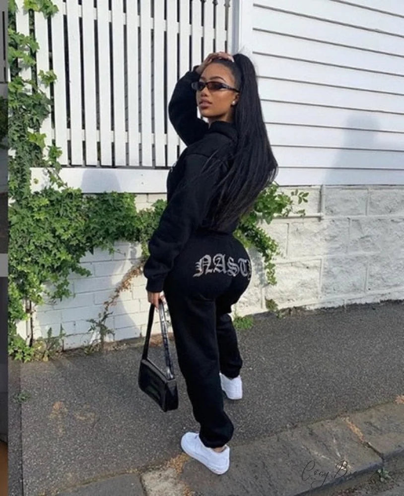 Suit Sweatpants Set Oversize Hoodies Sweatshirt Sport Outfits and Sweatshirt Sweatpants Women’s and Tracksuit - Set