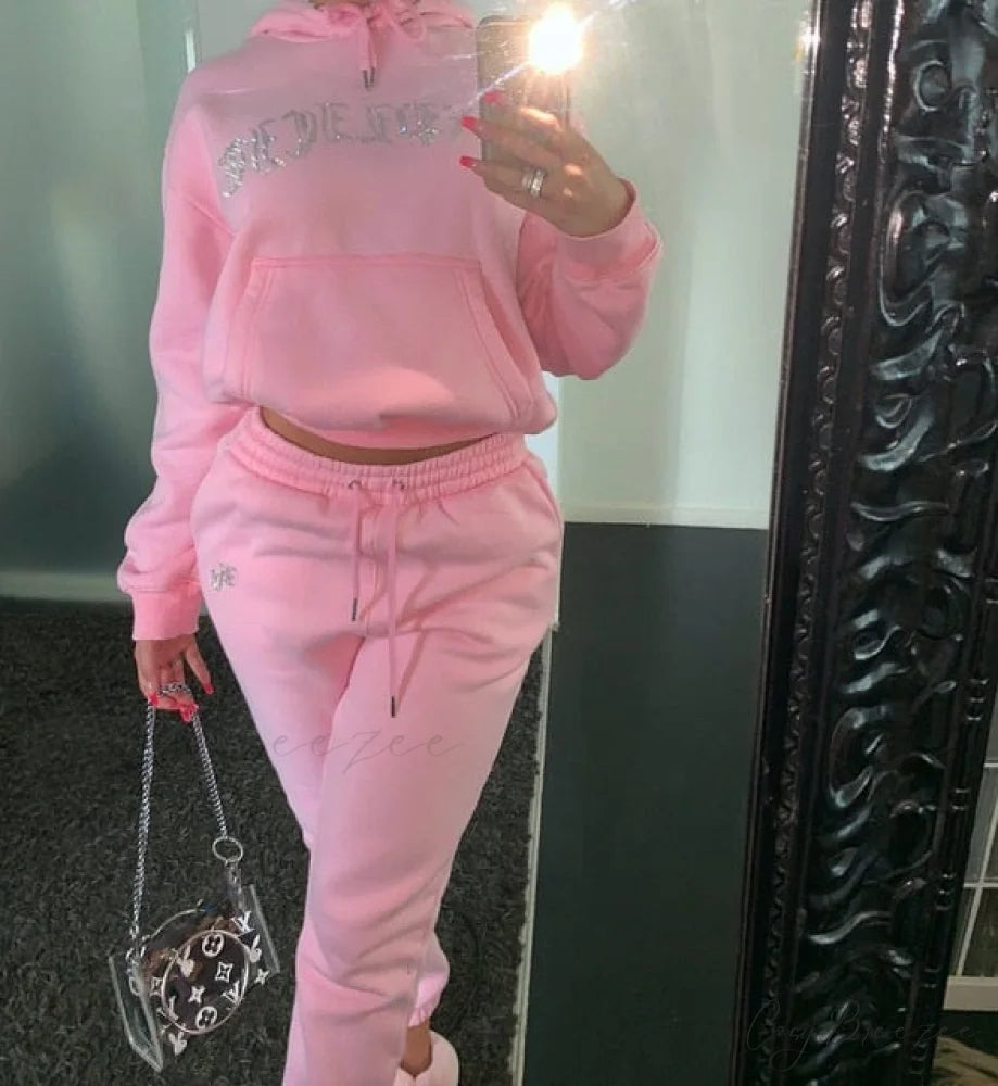 Suit Sweatpants Set Oversize Hoodies Sweatshirt Sport Outfits and Sweatshirt Sweatpants Women’s and Tracksuit - Set