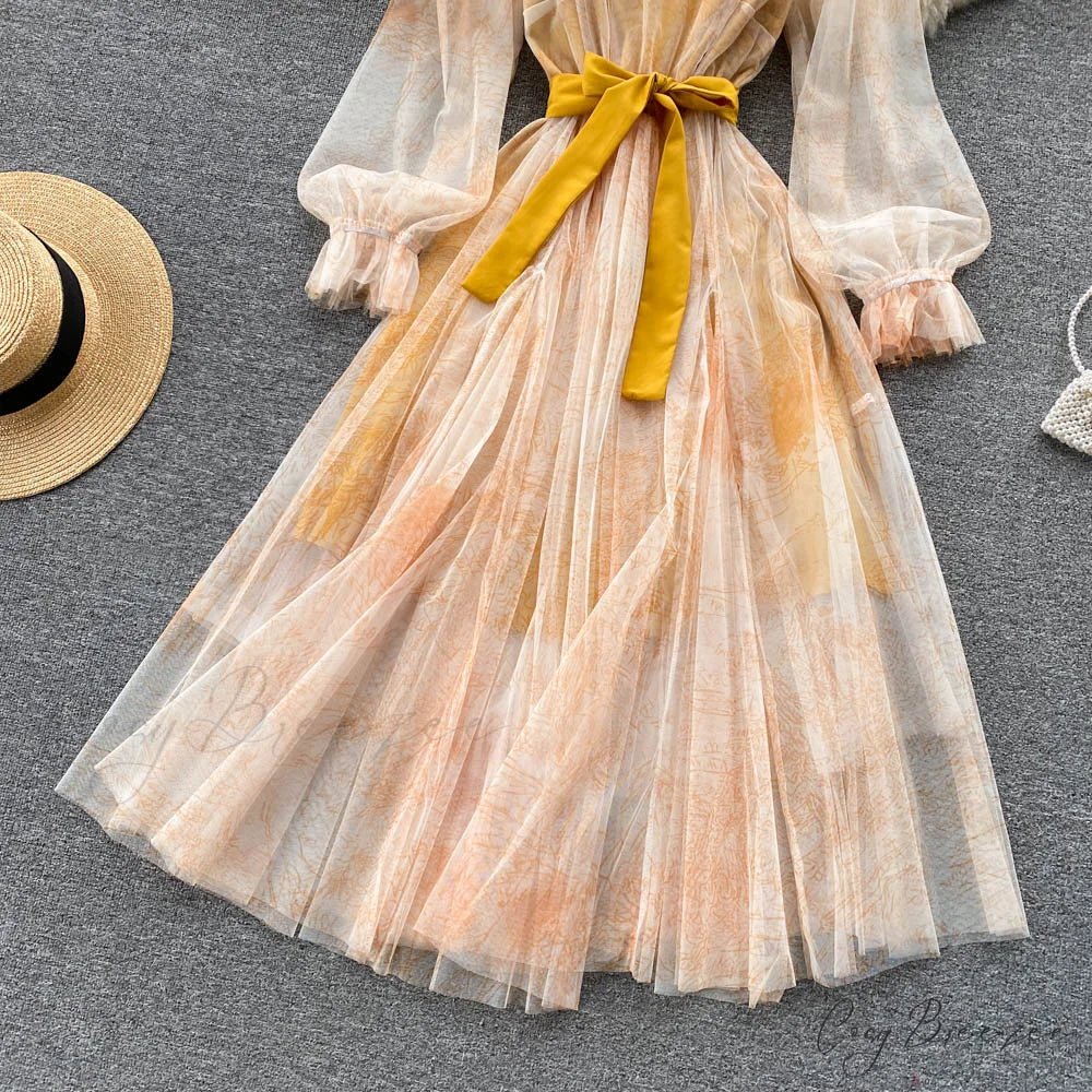 Summer and Bandage for Dresses Women Elegant Spring Vintage Gown Line and Coastal featuring Sleeves Patterned Patchwork