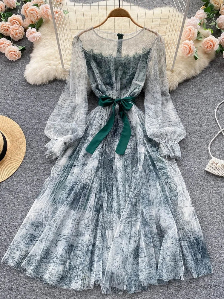 Summer and Bandage for Dresses Women Elegant Spring Vintage Gown Line and Coastal featuring Sleeves Patterned Patchwork