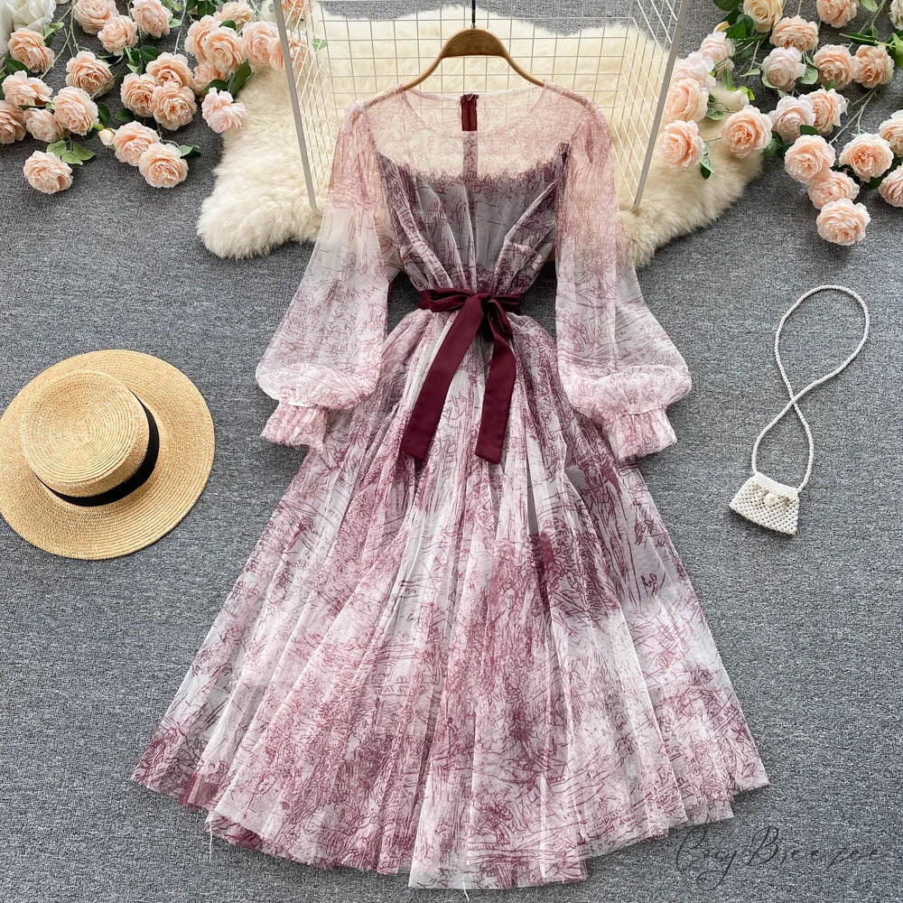 Summer and Bandage for Dresses Women Elegant Spring Vintage Gown Line and Coastal featuring Sleeves Patterned Patchwork