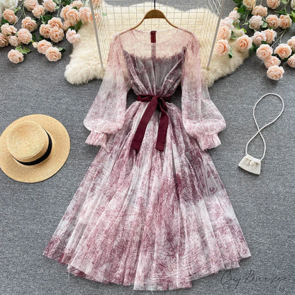 Summer and Bandage for Dresses Women Elegant Spring Vintage Gown Line and Coastal featuring Sleeves Patterned Patchwork