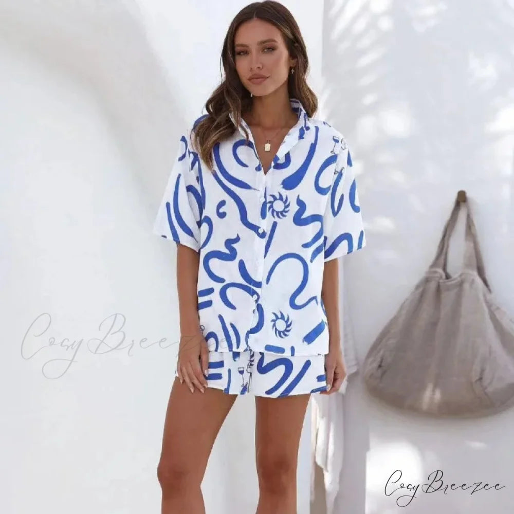 Summer Beach Holiday Two-piece Casual Crop Top blouse-250126