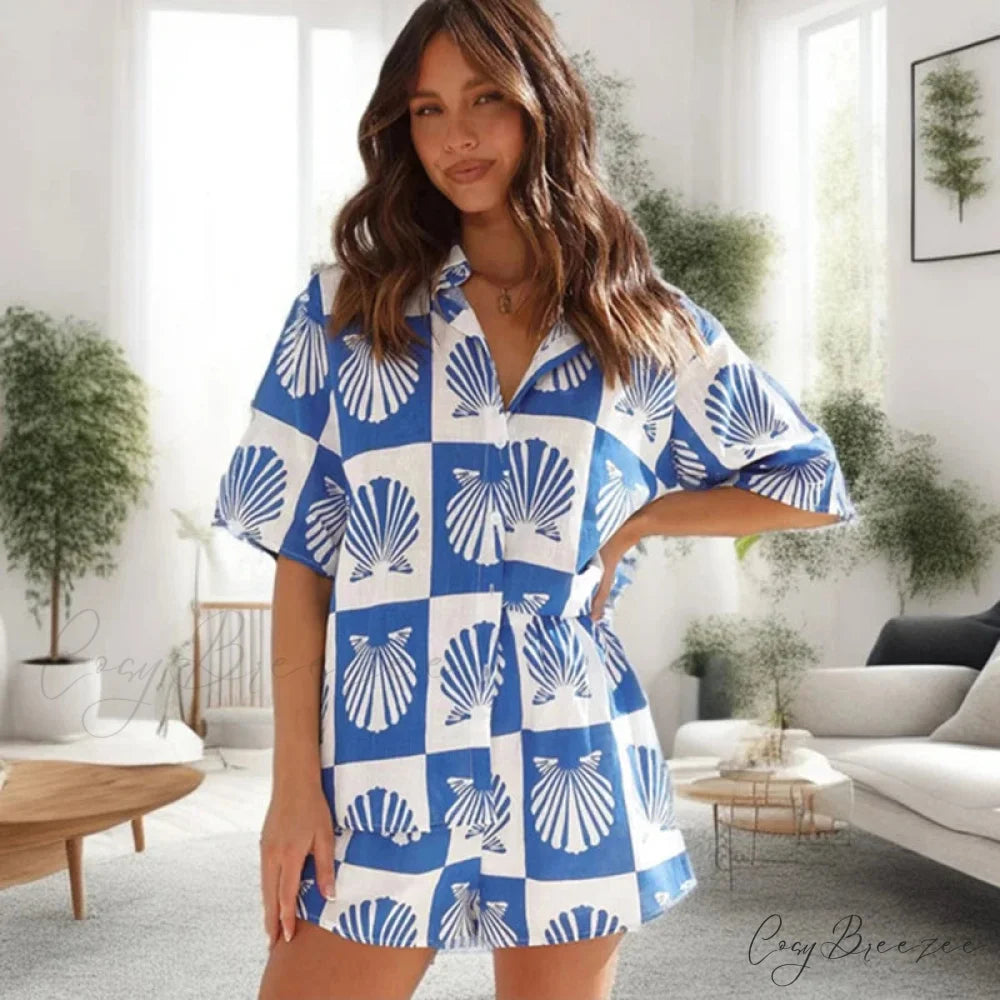 Summer Beach Holiday Two-piece Casual Crop Top blouse-250126