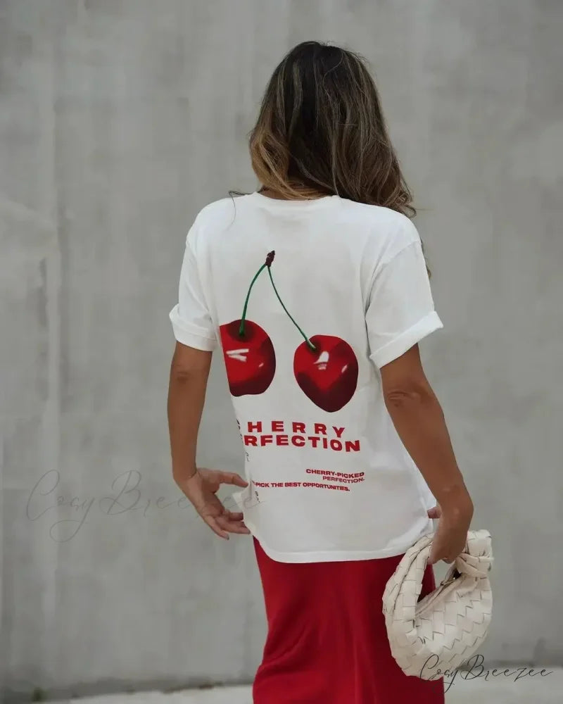 Summer Cherry Print Tee t-shirt-250223