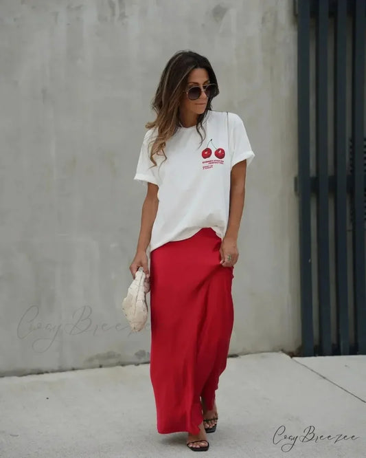 Summer Cherry Print Tee t-shirt-250223