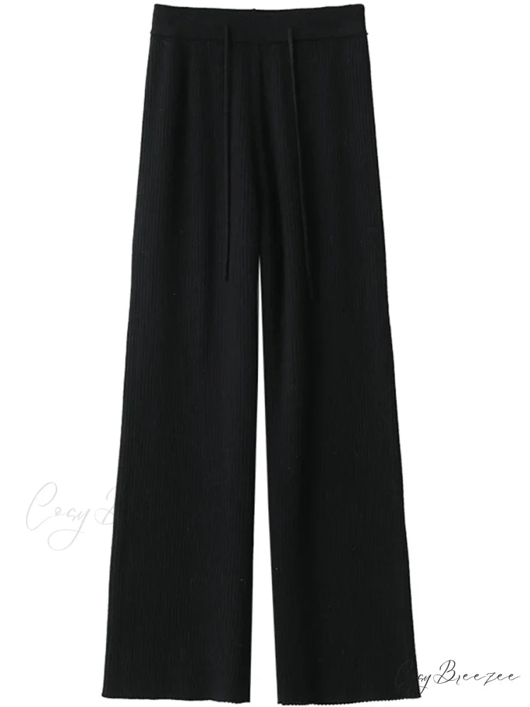 Summer Cotton Linen Wide Leg Full Length Casual Loose Waist Pants