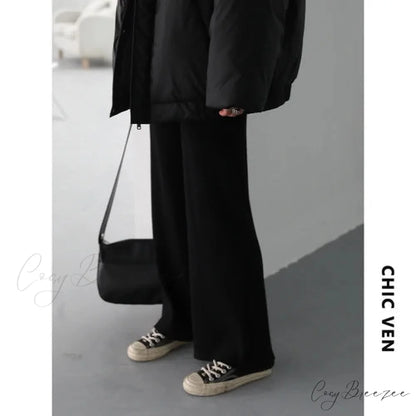 Summer Cotton Linen Wide Leg Full Length Casual Loose Waist Pants Black / S