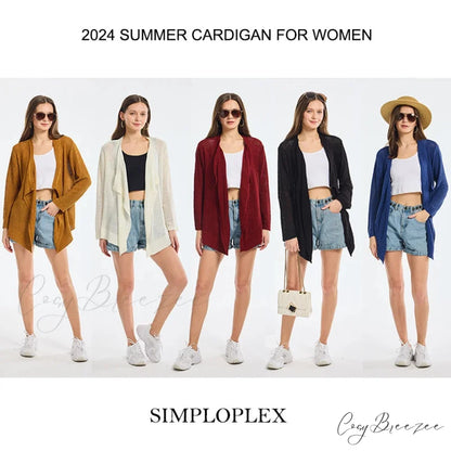 Summer Cozy Mesh Open Front Long Sleeve Comfortable Thin Fashionable Cardigan Sweater