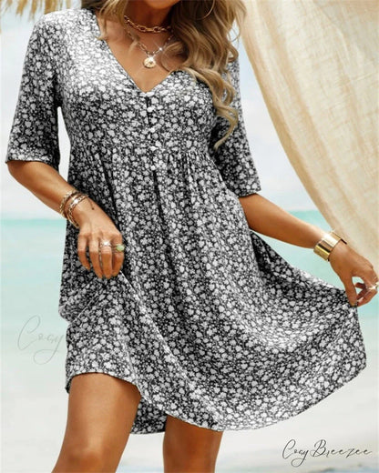 Summer dress with floral pattern Gray / S