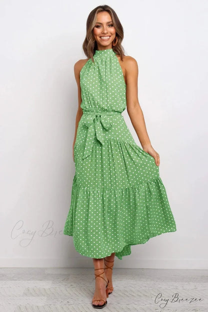 Summer Floral Print Halter Neck Beach Dress oldfloraldress-250126