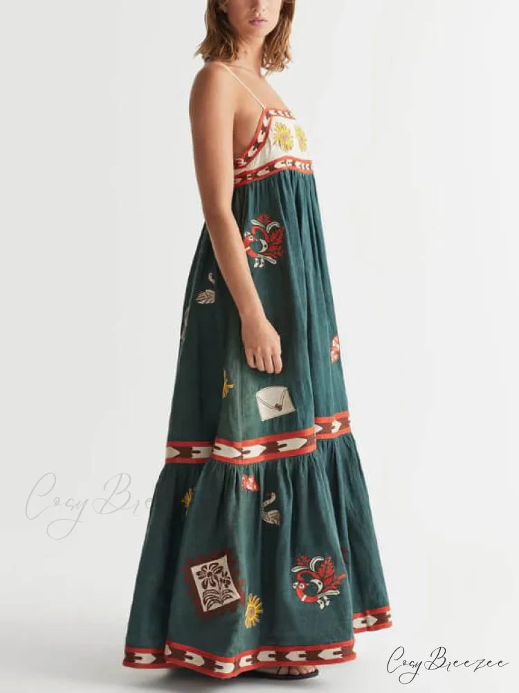Summer Fun Unique Charming Printed Midi Dress